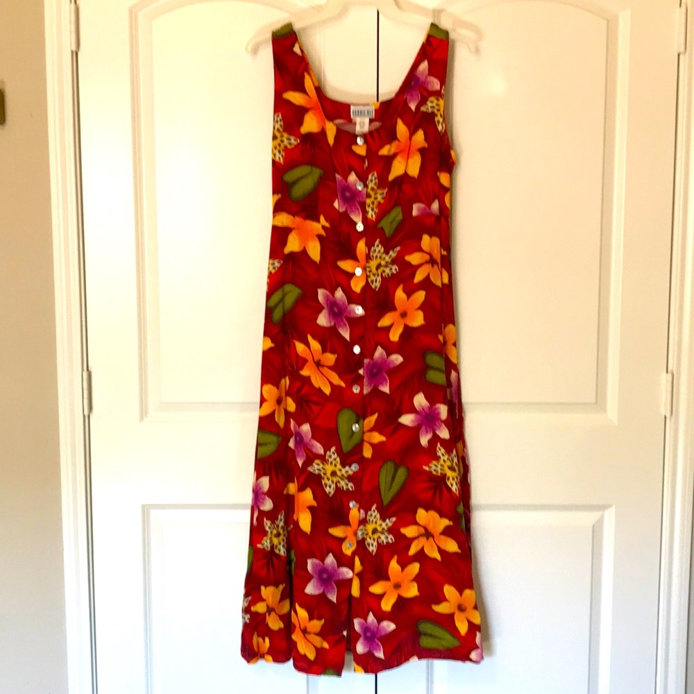 Sleeveless tropical/ floral dress